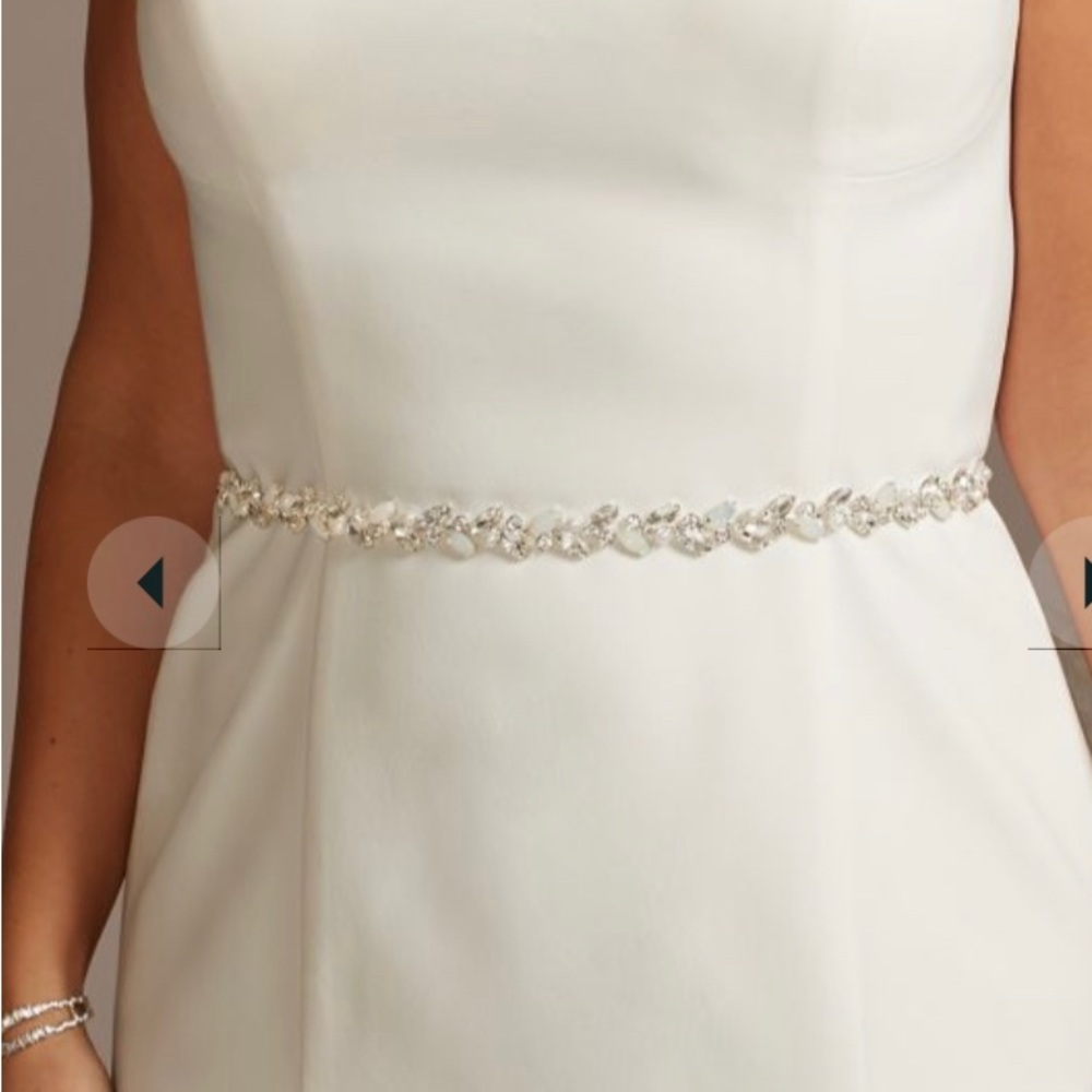 Bridal sash with marquise cut crystal and pearls from David’s Bridal